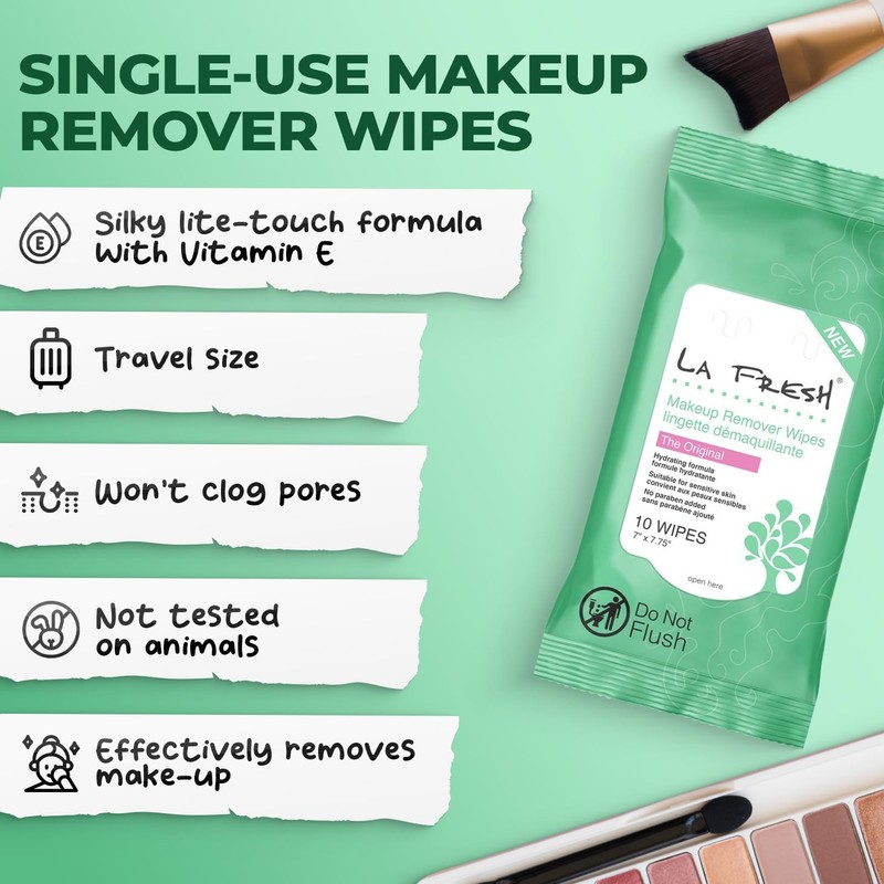 LA Fresh Makeup Remover Wipes with Vitamin E - For