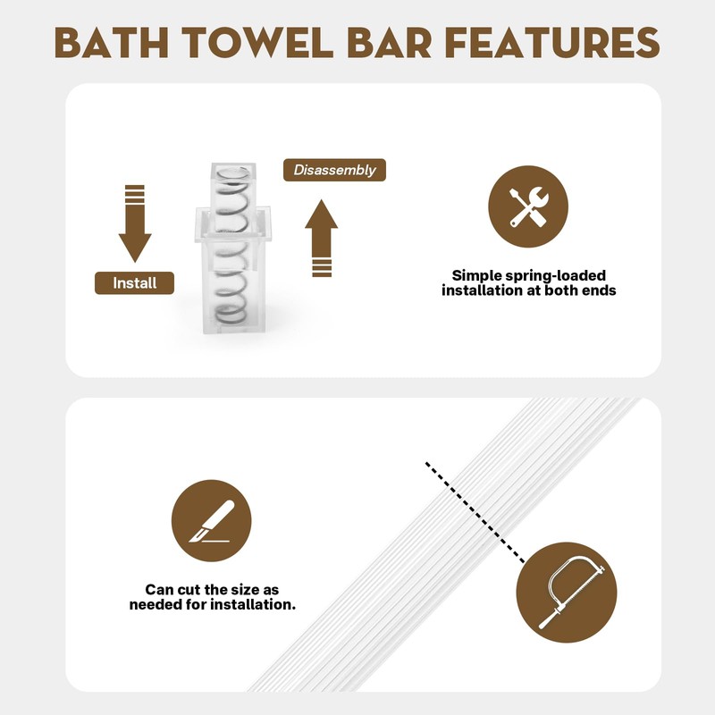 IWIWE 24 Inch Clear Square Towel Bar Replacement Rod for
