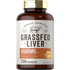 Grass Fed Beef Liver 4500mg | 250 Capsules  Vitamin