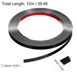 HARFINGTON 39.4ft x 0.39" Wall Trim Peel and Stick Molding Trim Frame, Self Adhesive Stainless Steel Mirror Finish Metal Strip Trim for Wall Ceiling Floor Cabinet Tile Edge, Black