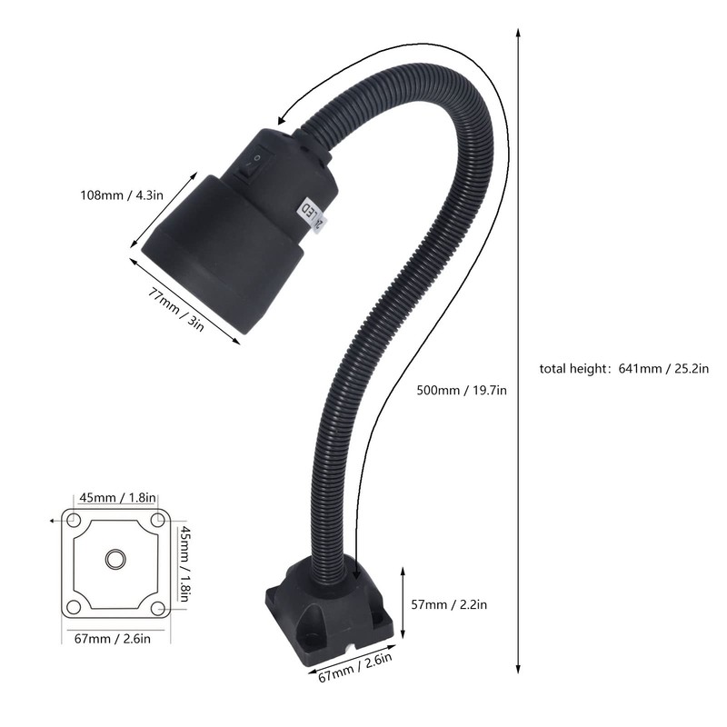 Focket 5W LED Work Light, 360° Rotation Waterproof Flexible Gooseneck