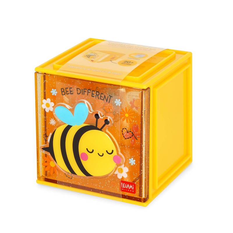 Legami - Cutie Cubes Modular Desk Box, Bee Desk Organiser,