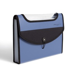 U Brands Expandable Blue 13-Pocket Performance Poly File Folder, Office Supplies, with Clear View Top, 4360WPDQ04