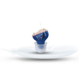 BLJ Hearing Aid for Seniors and Adults with Noise Reduction and Feedback Cancellation ITC Hearing Amplifier, 7 Batteries and 9 Ear Domes (Blue-Left Ear)