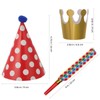 Veemoon Party Hats and Blowers Set, 9 Cone Paper Hat