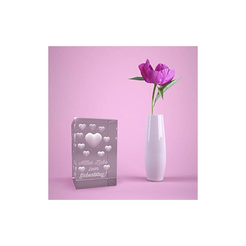 VIP-LASER 3D Glass Crystal I Many Hearts I Alles Liebe