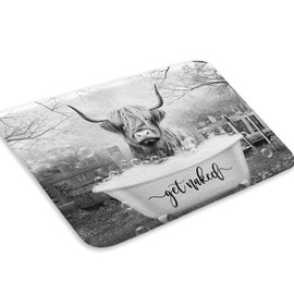 Boziqr Get Naked Bath Mat, Funny Cow Soft Bathroom Rugs, Farmhouse Grey Bath Mats for The Bathroom 17 x 29 Inches