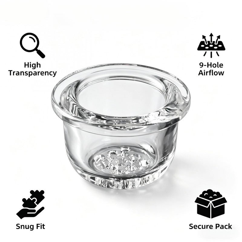 9Pcs 9-Hole Borosilicate Glass Bowl Screens for Pipe, Heat-Resistant