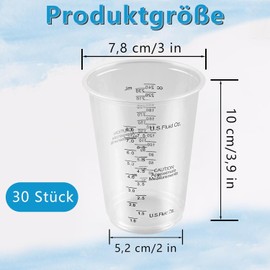 Epoxy Resin Mixing Cups, Pack of 30 Mixing Cups, 240 ml Paint Mixing Cups, Transparent Measuring Cup Set, Measuring Cup Resin with Graduation, Cooking Cups, for Paint, Pigment (Reusable)