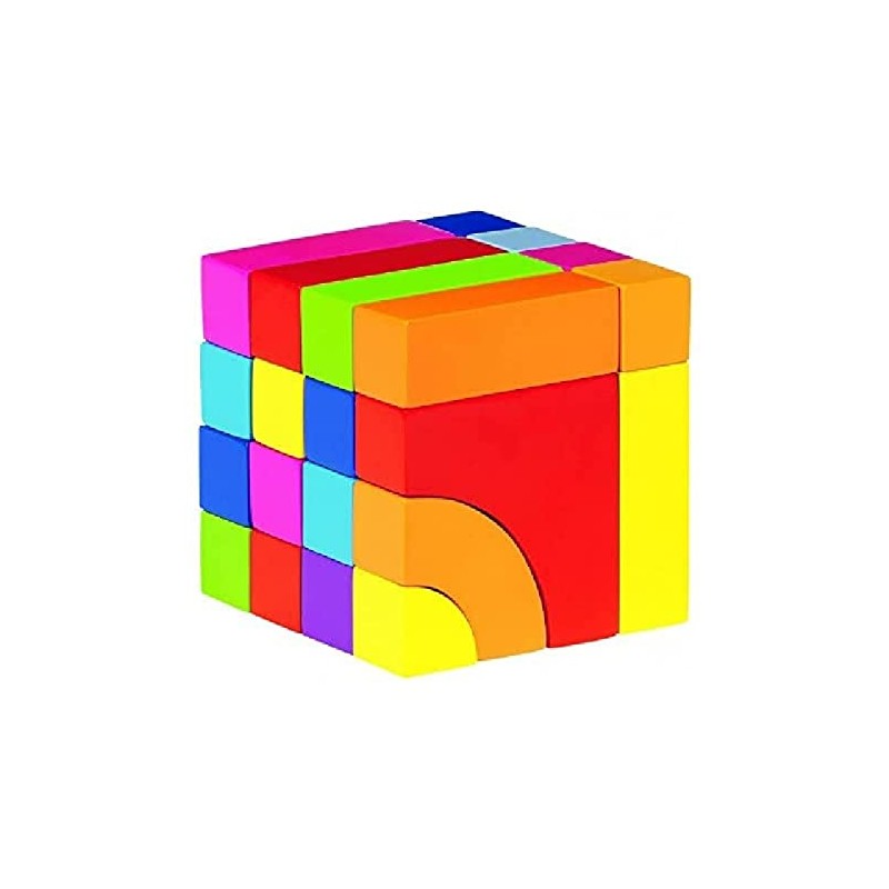 Goki 58660 Bausteine und Puzzlespiel, mit einem Baumwollbeutel, gemischt