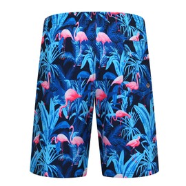 ELETOP Men's Swim Trunks 9" Long Board Shorts for Swimming Quick Dry Beach Holiday Bathing Suit Flamingo Blue EHS009 S