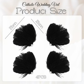 TELAIN 2 Pairs Feather Hair Clips, Artificial Swan Hair Accessories, Ballet Style Hair Clips for Stage and Party (Black)