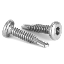 SG TZH 12 x 1" Stainless Steel Flat Head Socket Cap Screws, 100Pcs, Allen Socket Drive, Self Tapping