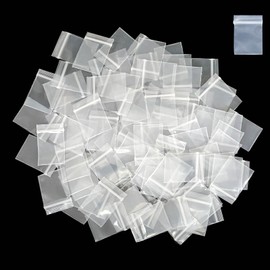 200pcs Small Plastic Bags, 1" x 1" 4 Mil Reusable Clear Thick Mini Zipper Poly Baggies for Pills, Beads, Jewelry Parts, Small Items