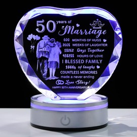 Movdyka 50th Wedding Anniversary Crystal Gifts for Couple Parents, Unique 50th Anniversary Decorations Lamp Gifts for Women Men, 50 Years of Marriage Anniversary Keepsake Gifts for Him Her