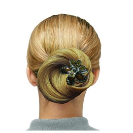 set of 2 JCGY Round Hair Claws Sparkly Crystals Colorful Beads 0185-2redBrown