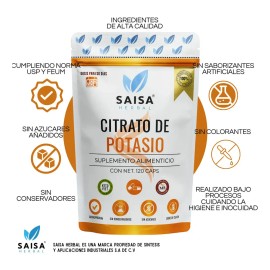 Citrato de magnesio y Citrato de Potasio bolsas 120 cápsulas cada uno Suplemento Alimenticio  Saisa Herbal Sin sabor  Alta biodisponibilidad  Apoyo...