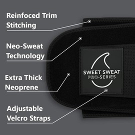 Sports Research® Sweet Sweat 'Pro-Series' Waist Trimmer | Premium Waist Trainer Fitness Belt with Adjustable Velcro Straps for a Tighter Fit
