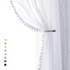 Pom Pom White Sheer Curtains for Living Room 63" Linen