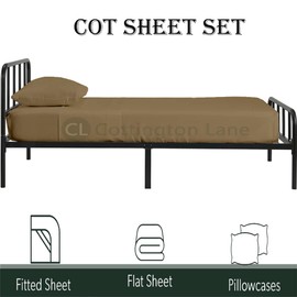 Cot Sheets 25x75 Set Cotton-Cot Sheets 25" x 75" Fitted Cot Sheet Perfect for Narrow Twin, Rv Bunk, Camping Cot, Guest Bed Replacement-Sheets for Cot Bunk Bed-Cot Size Mattress Sheets(Taupe Solid)
