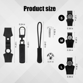 12pcs Zipper Repair Kit, Easy Instant Replacement Zip Slider Universal Zipper Pull with Zipper Cord Thin Hook Fix Zipper Pull Screw Accessories for Jackets Handbags Backpacks Luggage (3 Sizes)