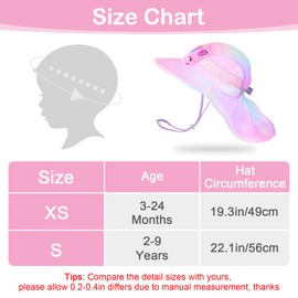 Kids Sun Hat UV Protection Unicorn Summer Beach Play Hats Wide Brim Neck Flap for Girls Boys, Pastel Pink Yellow, 3-24 Months