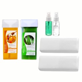 Nynelly Honey Roll On Wax Kit, Hair Removal Wax Cartridge for Women-Men, Depilatory Wax Roller Refill for legs and arms, Home self waxing,20 Wax Strips for Hair Removal (2 Piece Set)