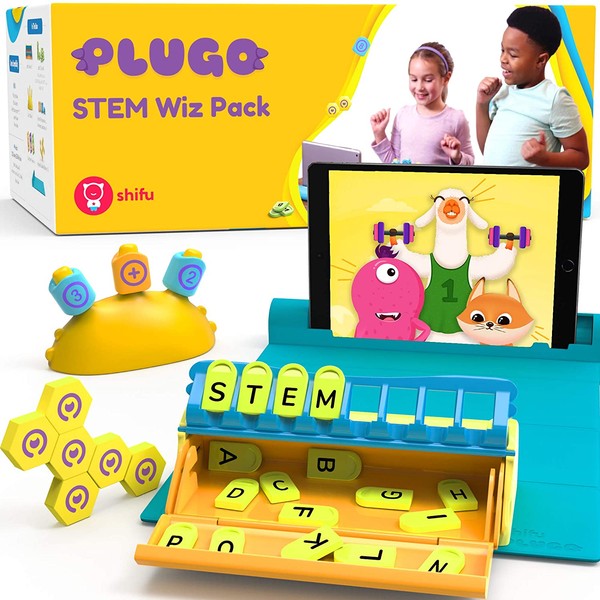 Plugo STEM Wiz Pack by PlayShifu - Count, Letters & Link Kits | Math, Words, Magnetic Blocks, Puzzles & Games | Ages 5-10 Years STEM Toys | Educational Gift Boys & Girls (App Based)