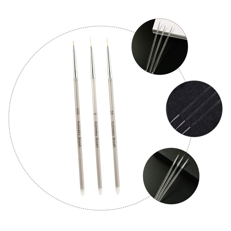 Healeved 3pcs Nail Art Pens Dual- Acrylic Drawing Tools for