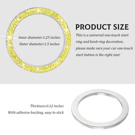 MUQIDA Car Bling Engine Start Ring Decal, Crystal Rhinestone Push to Start Button Cover Sticker, Auto Sparkling Key Ignition Knob Decoration Ring for Women Girls, Car Accessories (Yellow)