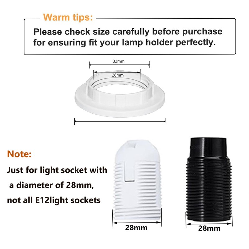 E12 Lamp Shade Collar Rings, E12 Lock Socket Adapter with