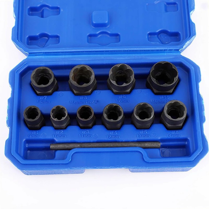 YWHWXB 11pcs Impact Bolt & Nut Remover Set with Solid