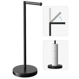 Evolvegoods Matte Black Toilet Paper Holder Stand, Free Standing Toilet Paper Holder for Bathroom, 304 Stainless Steel Rustproof Toilet Paper Stand Storage for 4 Rolls(Fits All Rolls)