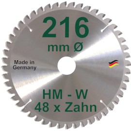 HM Saw Blade 216 x 30 mm Teeth 48 W Negative Circular Saw Blade Carbide 216 mm Replacement Saw Blade for Elu/Dewalt/Festo/Festool/Hitachi/Holz Her/Scheppach/Rexon Hand Circular Saw