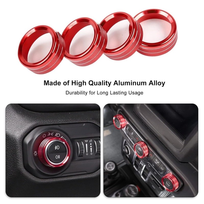 AuTK Aluminum Alloy HVAC Knob & Light Switch Cover Kit