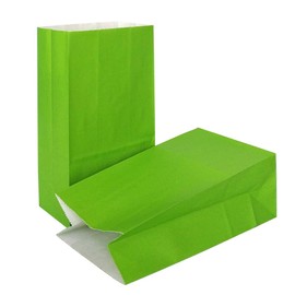 KEYYOOMY Small Green Paper Bags Green Party Goodie Bags Party Favor Bag Paper Lunch Bag (100 CT, 4.7x2.4x8.7 In)