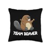 Team Beaver Funny Beaver Throw Pillow