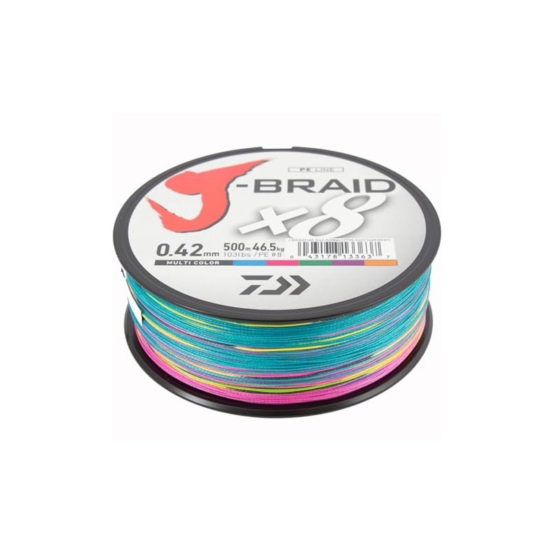 Daiwa jbraid 8 Braid 500, Color Multicolor, Size 0.280 mm