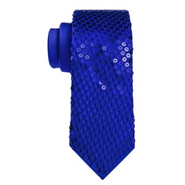 DiBanGu Conjunto de corbata delgada de lentejuelas y bolsillo para hombre, corbata delgada de satén sólido brillante para fiesta, boda, Azul Real, Talla única