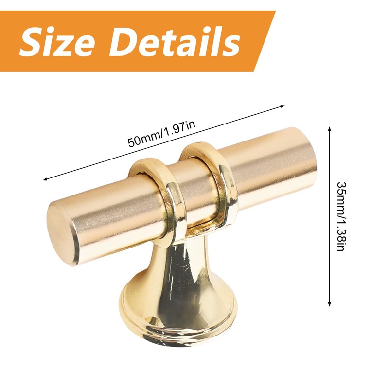 MOROBOR Brushed Brass Single Hole Knob, 10pcs Modern Style T