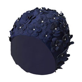 Schwimmkappe Damen Diamant-Blumenblatt Turban Badekappe Lange Kurze Haare Badehaube elastisch Schwimmhaube übergroße Bademütze Stoffbadehaube für Schwimmbad und Strand