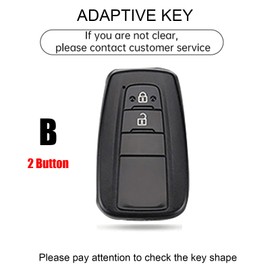 HIBEYO Key Fob Cover Compatible with Toyota RAV4 Corolla CHR C-HR Camry Corolla Prado Prius Leather& Zinc Alloy Key Case Shell with Keychains-B Type (2 Button)