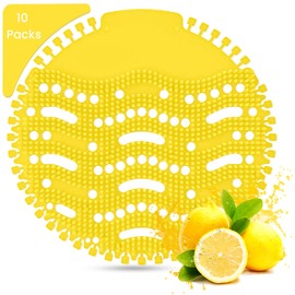 10-pack Lemon-Scented Urinal Screen Deodorizer Mats. Infused with lasting scents, these mats serve as effective odour fresheners. Perfect for use in bathrooms, restrooms, and offices.