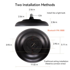 ASALL Black Waterproof LED Flush Mount Ceiling Light Fixture,with Bluetooth Speaker,11 Inch,18 watt,Dimmable Music Lamp,RGB Color Changing Light with Remote Control,for Bathroom,Shower,Bedroom