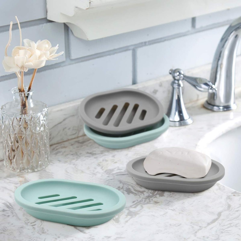 Topsky 2-Pack Soap Dish with Drain, Soap Holder & Saver,
