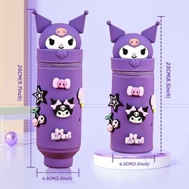 Darryy Telescopic Pencil Case, Cartoon Pencil Holder, Cute Pencil Holder for Children, Storage Stationery, Small Cosmetic Bag Children, purple, telescopic pencil case