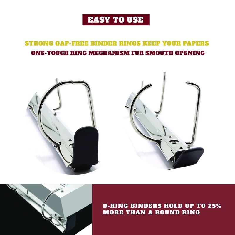 3 Ring Binder 1 Inch, 2 Pack, Heavy Duty Locking