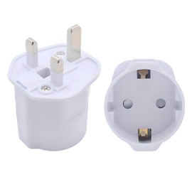 Double Dragon, EU to UK Plug Adapter – European 2-Pin to 3-Pin UK Travel Adaptor – Schuko Converter for France, Germany, Spain, Italy to British Plug – BS1363 Certified, 13A Fused, White (3 Pack)