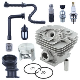 Mtanlo 47mm Cylinder Piston Kit Cylinder, Piston, Pin, Ring, Circlip, Intake Manifold, Fuel Filter, Fuel Line, Oil Filter, Oil Line For Stihl MS361 w Intake Manifold Fuel Oil Filter Line