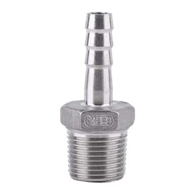 Hose Connector Ribbed Male Thread Stainless Steel SS304 55° BSPT 1/8" ~ 3/4" (3/8 x 8mm)